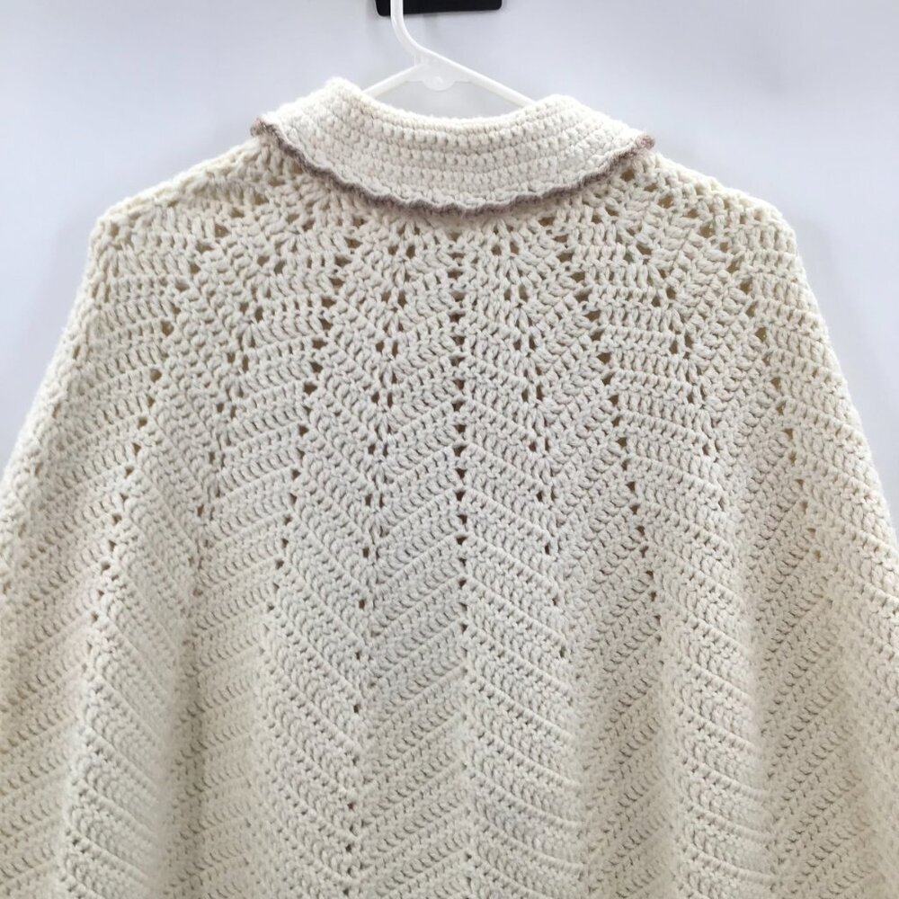 VTG Hand Crochet OS Capelet Short Cape Cream Boho Cottagecore Cosplay Prairie - Picture 5 of 11